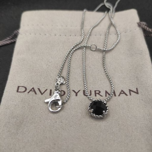 David Yurman Naisten Petite Kartanonrouva Riipus Kaulakoru Sterling Hopea Musta Onyx 8mm