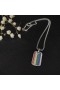 David Yurman Chevron Tag Sterling Silver Rainbow Pavé 35mm