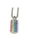 David Yurman Chevron Tag Sterling Silver Rainbow Pavé 35mm