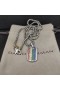 David Yurman Chevron Tag Sterling Silver Rainbow Pavé 35mm