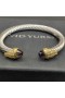 David Yurman Naisten Klassinen Kaapeli-Ranneke Rannerengas Sterling Silver 18K Keltainen Kulta Violetti Timantteja 7mm