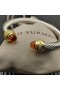 David Yurman Naisten Klassinen Cablespira Ranneke Rannerengas Sterling Silver 18K Keltainen Kulta Samppanjaa Timantteja 7mm