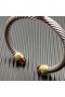 David Yurman Naisten Klassinen Cablespira Ranneke Rannerengas Sterling Silver 18K Keltainen Kulta Samppanjaa Timantteja 7mm