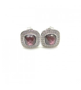 David Yurman Albion Stud Korvakorut Sterling Hopea Violetti Kristalli ja Timantteja 7mm