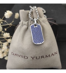 David Yurman Chevron Tag Sterling Hopea kanssa Safiireja 35mm