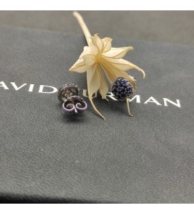 David Yurman Tyyny Korvakorut 18K Valkoinen Kulta kanssa Pavé Safiireja 8mm