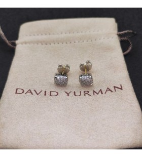 David Yurman Petite Kartanonrouva Stud Korvakorut Sterling Hopea kanssa Pavé Timantteja 6,5 mm