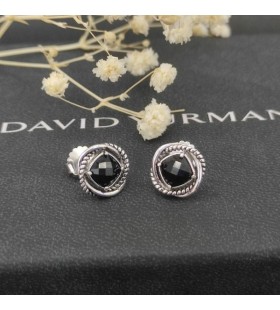 David Yurman Naisten Stud 7mm Tärkein Kivi Neliö Timantti Korvakorut Musta Timantti