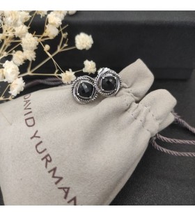 David Yurman Naisten Stud 7mm Tärkein Kivi Neliö Timantti Korvakorut Musta Timantti