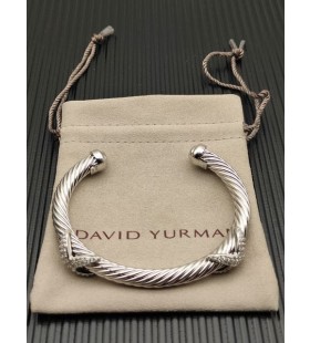 David Yurman Naisten Petite Helena Classic Kaapeli-Autoasema Ranneke Rannerengas Sterling Silver ja Timantteja 7mm