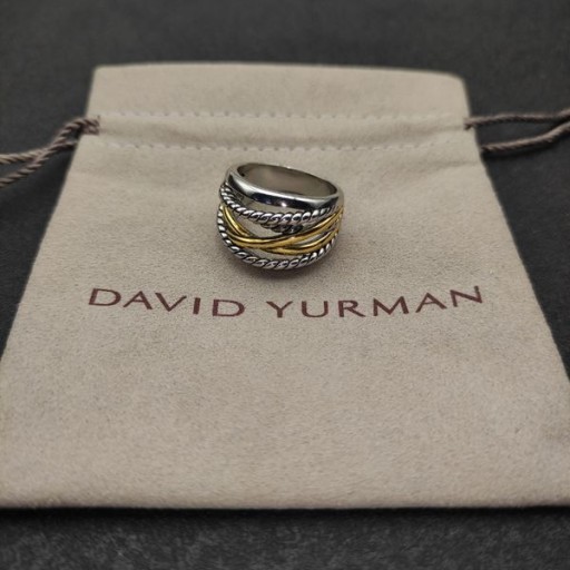 David Yurman Crossover Bague en Argent Sterling avec 14K Or Jaune 17mm