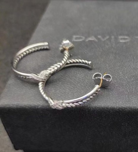 David Yurman Petite X Hoop Boucles d'oreilles en Argent Sterling avec Pavé de Diamants 12.6 mm