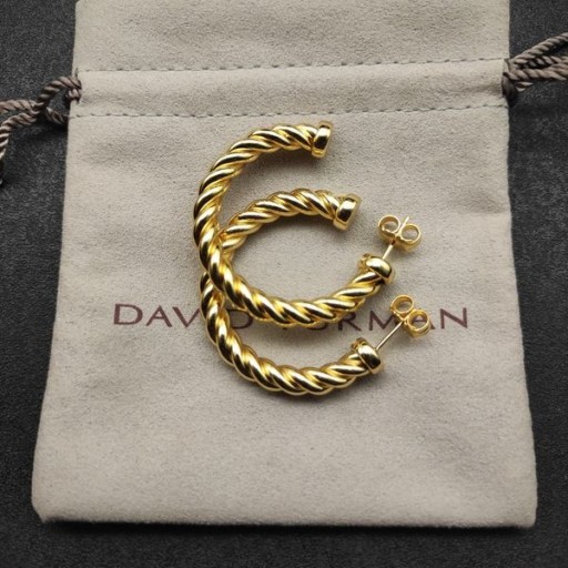 David Yurman Sculpté Câble Hoop Boucles d'oreilles en Or Jaune 18 carats 40mm