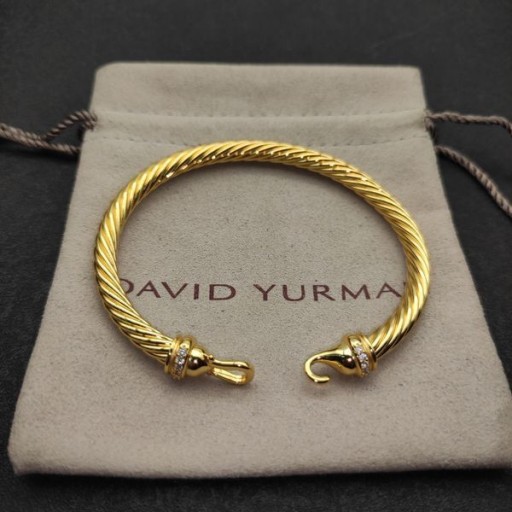 David Yurman Femmes Boucle Cablespira Bracelet Jonc en Or Jaune 18 carats avec des Diamants 5mm
