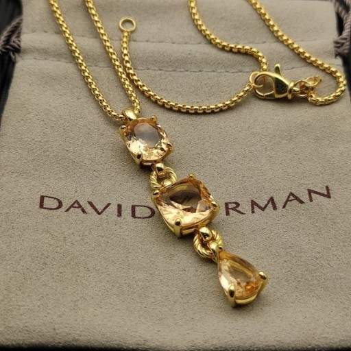 David Yurman Femmes Marbella Y Pendentif en Or Jaune 18 carats avec Citrine Citrine Madère 57.8 mm