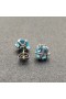 David Yurman Câble Envelopper de Goujon de Boucles d'oreilles en Argent Sterling avec BlueCrystals et de Diamants 12mm