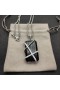 David Yurman Femmes Câble Envelopper Amulette en Argent Sterling Noir Onyx et Diamants de 32mm
