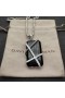 David Yurman Femmes Câble Envelopper Amulette en Argent Sterling Noir Onyx et Diamants de 32mm