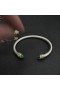 David Yurman Femmes Classic Câble Bracelet Manchette en Argent Sterling avec 14K Or Jaune et Vert clair Diamants 5mm