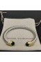 David Yurman Femmes Classic Câble Bracelet Manchette en Argent Sterling avec Or Jaune 18 carats Avec Vert Foncé Diamants 7mm