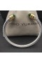 David Yurman Femmes Classic Câble Bracelet Manchette en Argent Sterling avec Or Jaune 18 carats et Vert Foncé Diamant 5mm