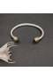 David Yurman Femmes Classic Câble Bracelet Manchette en Argent Sterling avec Or Jaune 18 carats et Vert Foncé Diamant 5mm
