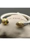 David Yurman Femmes Classic Cablespira Bracelet Manchette en Argent Sterling avec Or Jaune 18 carats Avec Diamants Bruns 7mm