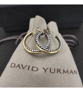 David Yurman Crossover Hoop Boucles d'oreilles en Argent Sterling avec 14K Or Jaune 22.3 mm