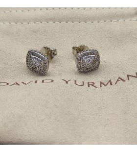 David Yurman Petite Albion de Goujon de Boucles d'oreilles en Argent Sterling avec Pavé de Diamants 5mm
