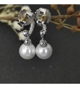 David Yurman Solari Goutte Boucles d'oreille en Argent avec des Perles et des Diamants 22mm