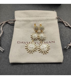 David Yurman Étoile Triple Drop Boucles d'oreilles en Or Jaune 18 carats avec des Diamants 51mm