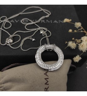 David Yurman Femmes Pavé de Croisement Pendentif en Or Blanc 18 carats avec des Diamants 30mm