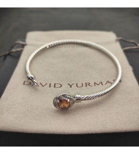 David Yurman Femmes de la Petite Châtelaine Bracelet en Argent Sterling avec Champagne Diamants 3mm