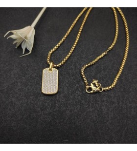David Yurman Hommes Chevron Tag Pendentif en Or Jaune 18 carats avec des Diamants 21mm