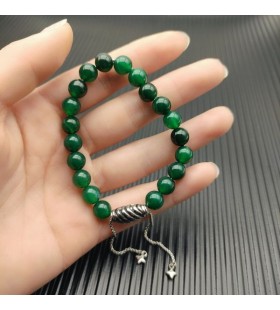 David Yurman des Hommes Spirituels Perles Bracelet en Argent Sterling avec le Vert Onyx 8mm