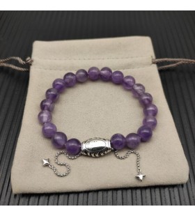 David Yurman des Hommes Spirituels Perles Bracelet en Argent Sterling avec Pueple Quartz 8mm