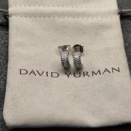 David Yurman 11.4 mm Silber Diamant Half Hoop Ohrringe