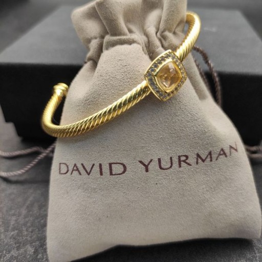 David Yurman Damen Kabel Manschette Armband 18K Gelbgold Mit Weißen Diamanten, 4 mm