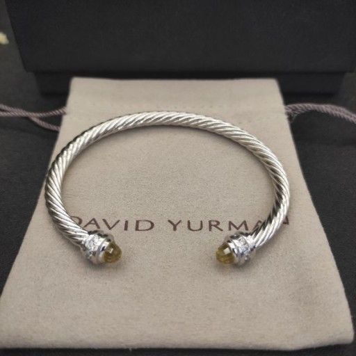 David Yurman Women ' s Classic Kabel Manschette Armband Sterling Silber mit Gelben Diamanten 5mm