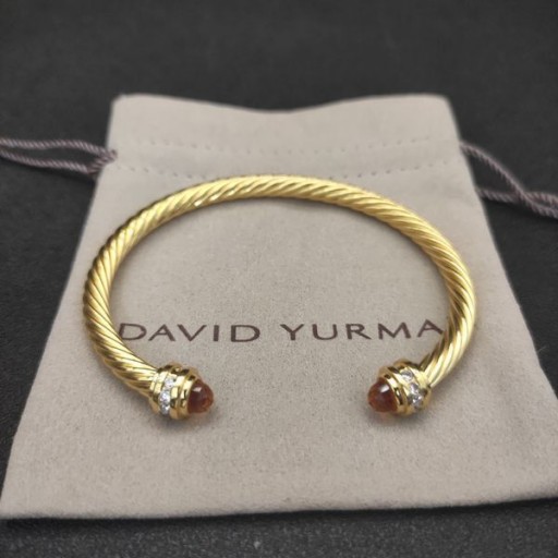 David Yurman Women ' s Classic Cablespira Manschette Armband 18K Gelbgold mit Champagner Diamanten 5mm