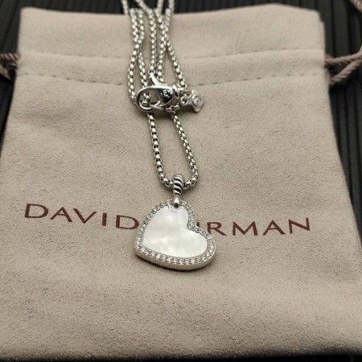David Yurman Women ' s Elementen Herz Amulett Sterling Silber mit Perlmutt und Diamanten 18,7 mm