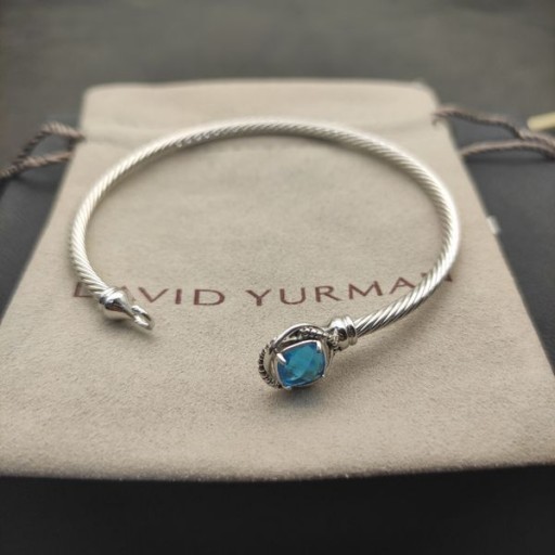 David Yurman Women ' s Petite Chatelaine Armreif Armband Sterling Silber mit Blauen Diamanten 3mm