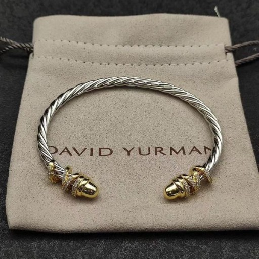 David Yurman Women ' s Petite Helena Klassischen Kabel Manschette Armband Sterling Silber mit 18K Gelb Gold Gold Kuppeln und Diamanten 4mm