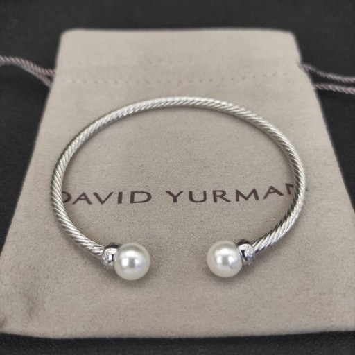 David Yurman Women ' s Solari Cablespira Manschette Armband Sterling Silber mit Perlen und Diamanten 3mm