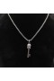David Yurman Memento Mori Schädel Schlüssel Amulett Sterling Silber mit Schwarzem Diamanten 31.7 mm