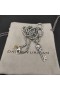 David Yurman Memento Mori Schädel Schlüssel Amulett Sterling Silber mit Schwarzem Diamanten 31.7 mm