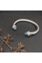 David Yurman Women ' s Classic Kabel Manschette Armband Sterling Silber mit Blauen Topas und Diamanten 7mm