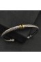 David Yurman Women ' s Classic Cable Station Manschette Armband Sterling Silber mit 18K Gelb Gold und Schwarzen Diamanten, 4 mm
