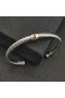 David Yurman Women ' s Classic Cable Station Manschette Armband Sterling Silber mit 18K Gelb Gold und Blauen Diamanten 4mm