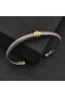 David Yurman Women ' s Classic Cable Station Manschette Armband Sterling Silber mit 18K Gelbgold und Weiße Diamanten 4mm